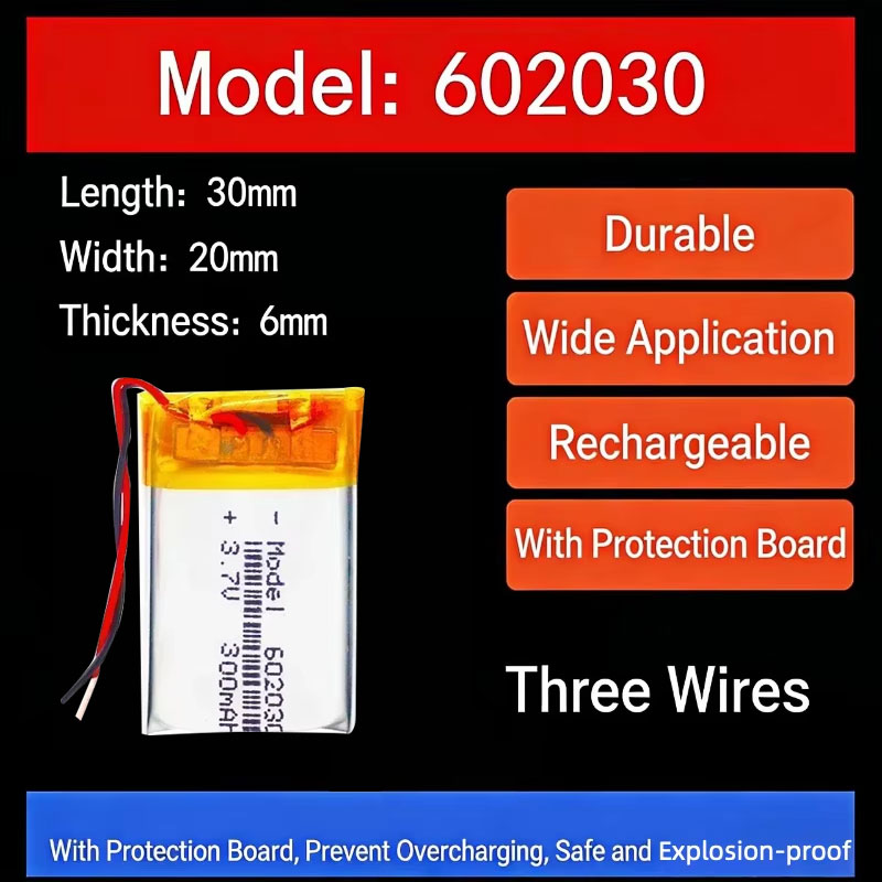 Smartwatch - 3.7V 300mAh 602030 lithiumbatterij Lithium-polymeerbatterijen voor