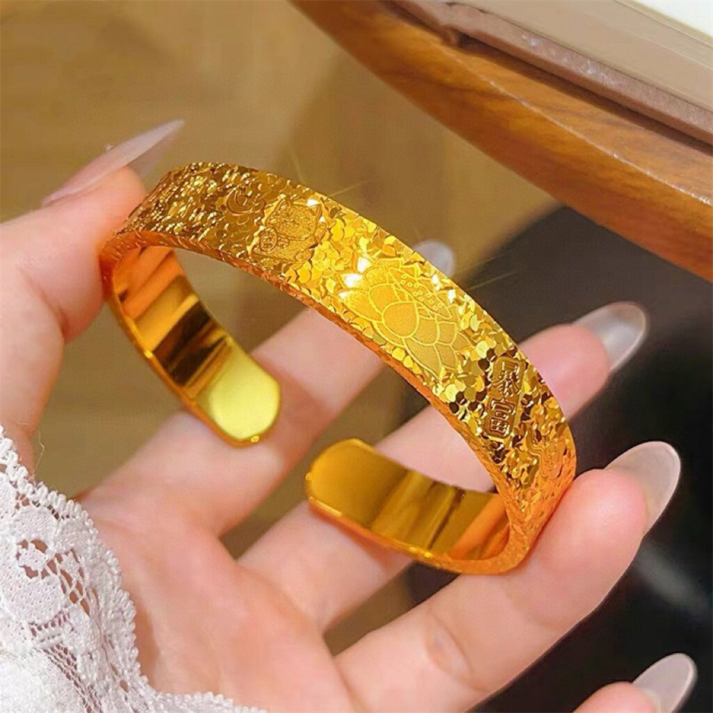 Cuff Bangle Bracelet - Unisex 14K verguld roestvrijstalen armband met