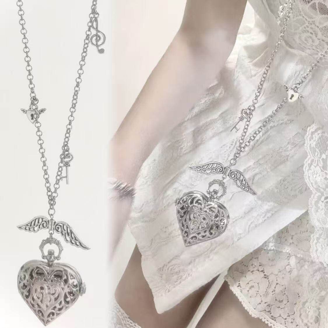 Vintage Jewelry Watches Women - Y2K Hol Hart Zakhorloge Ketting Ontwerp