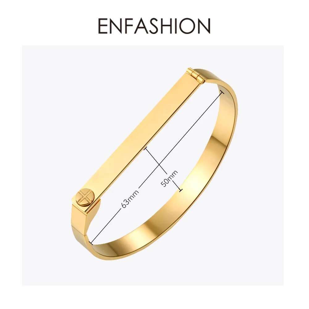 Cuff Bangle Bracelet - Enfashion Gepersonaliseerde Gegraveerde Naam Armband Goud