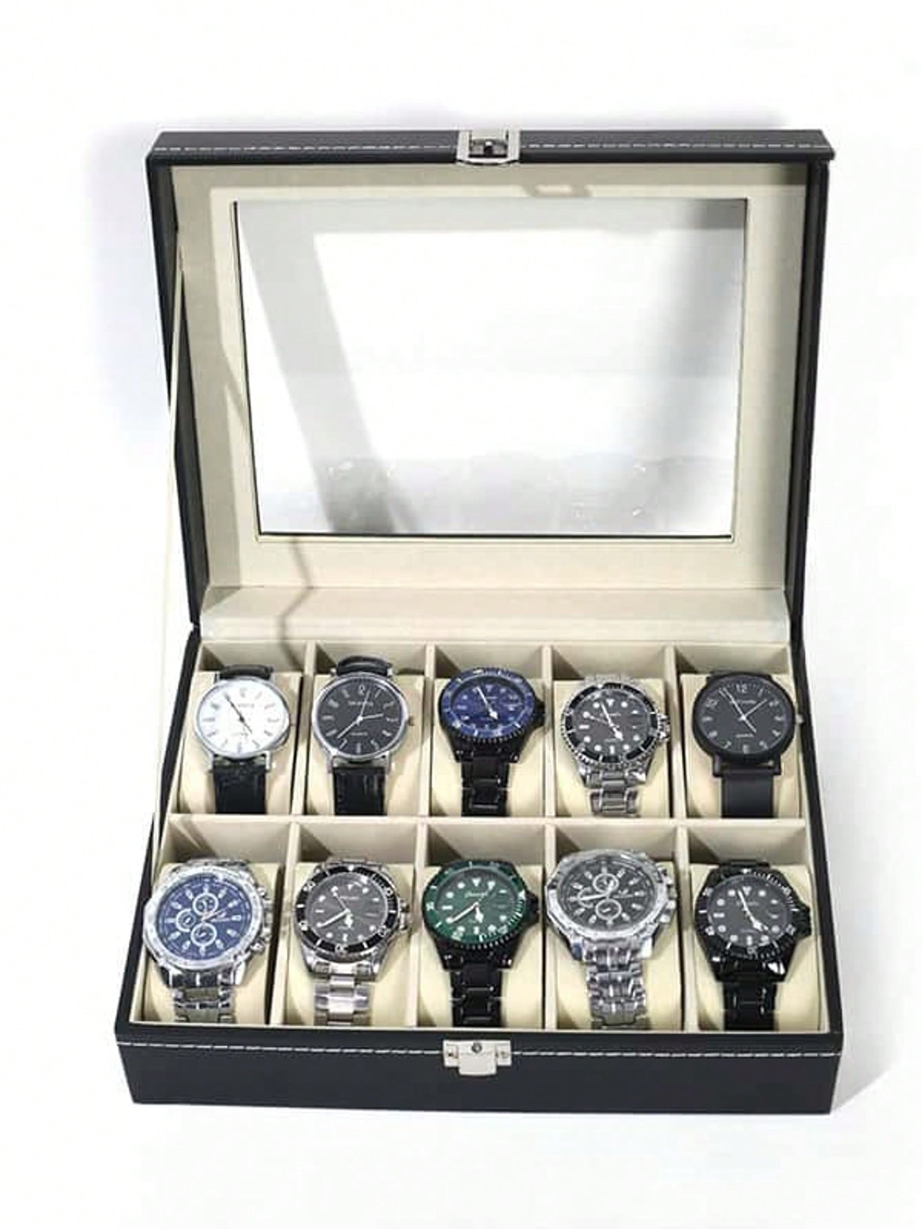Jewelry Box Watches Bracelets - Leren horlogedoos met slot, grote capaciteit