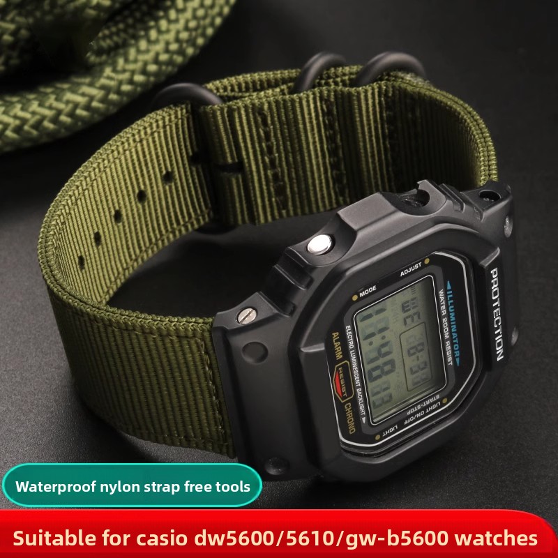 Casio Watch G-Shock Dw-5600 - Nylon Horlogeband Voor Casio G-Shock DW-5600