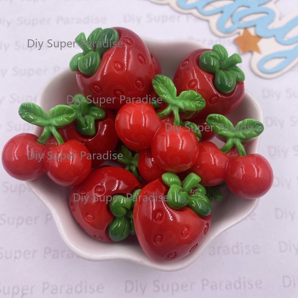 Paradise Jewelry & Watches Llc - 8PCS Hars Kawaii Kleurrijke Rode Aardbei