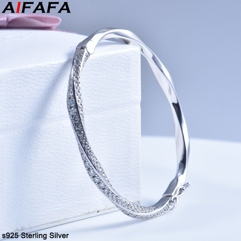 Cuff Bangle Bracelet - s925 Sterling zilveren armband voor dames,
