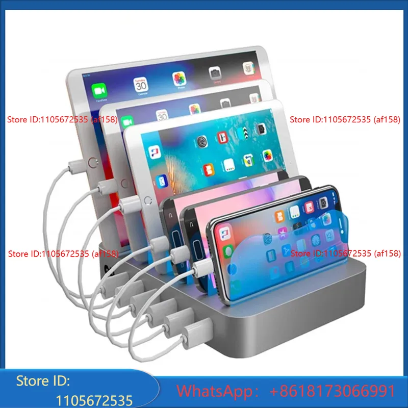 Smartwatch - 6-poorts USB bureautelefoonhouder, slimme oplader, multi-poort
