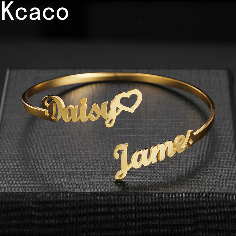 Cuff Bangle Bracelet - Aangepaste 2 Namen Armband Gepersonaliseerde Custom