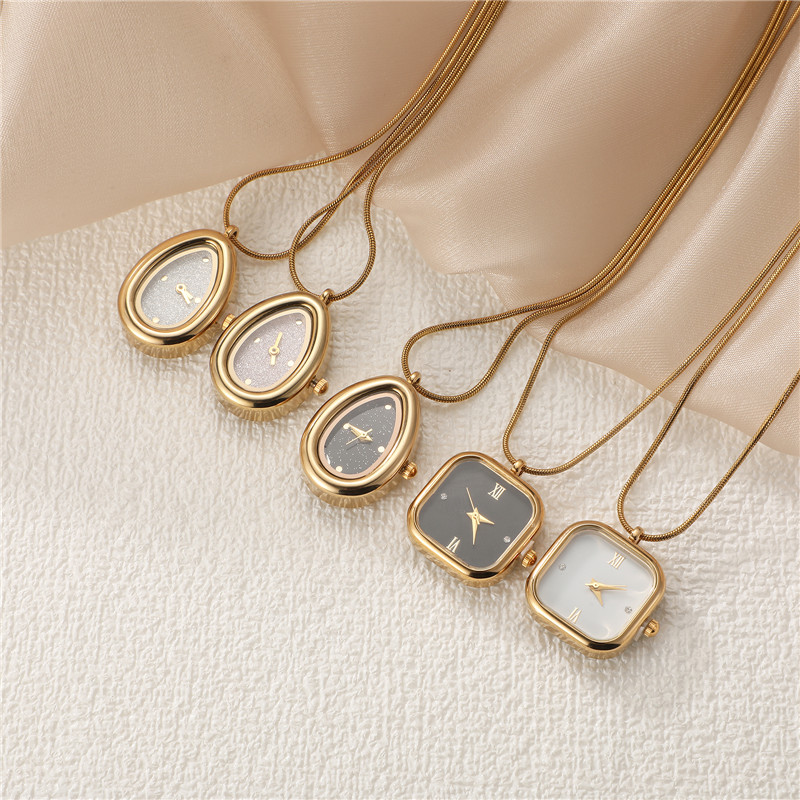 Vintage Jewelry Watches Women - Mode Vintage Vierkante Drop Roestvrijstalen Ketting
