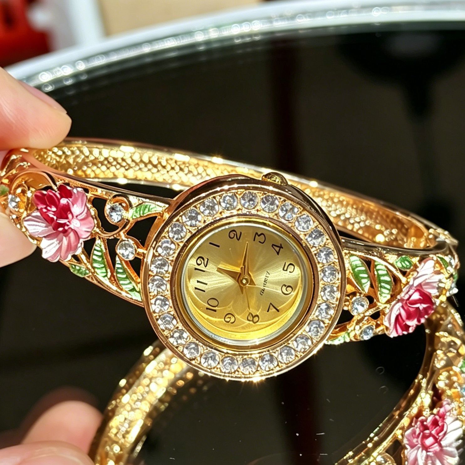 Vintage gouden emaille bloemen - Vintage Jewelry Watches Women recensie en prijs