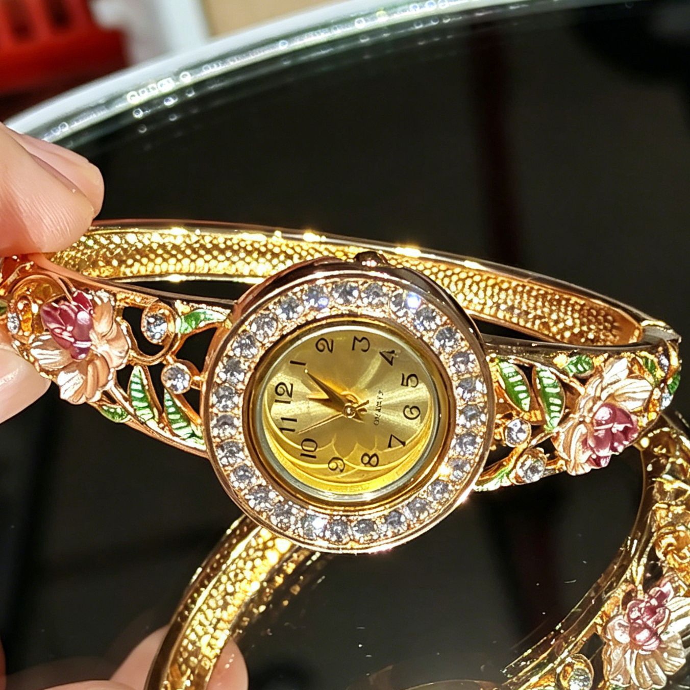 Vintage gouden emaille bloemen - Vintage Jewelry Watches Women recensie en prijs
