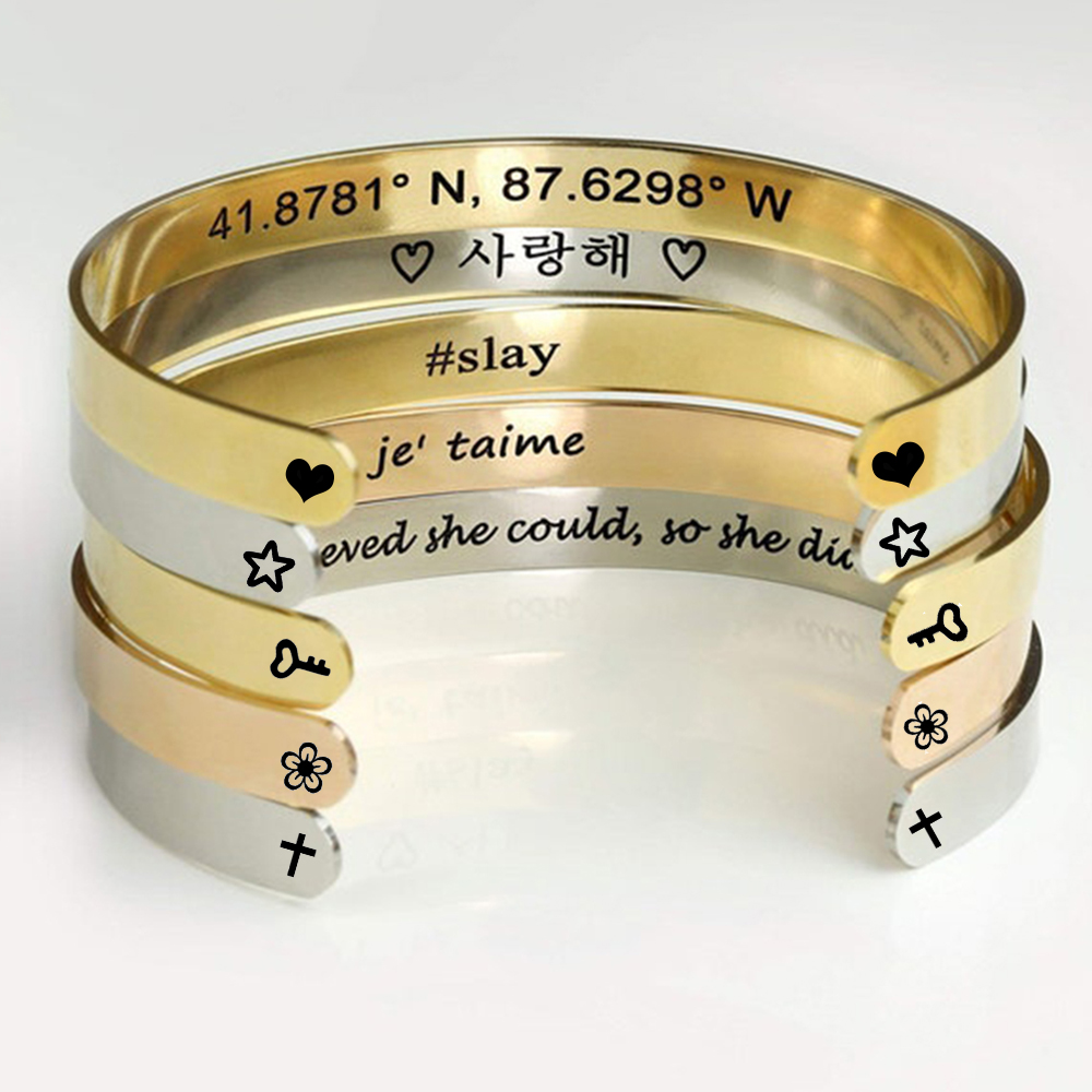 Op maat gemaakte gegraveerde n - Cuff Bangle Bracelet recensie en prijs